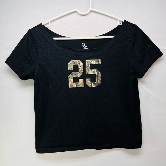 Organic Generation Tops - Black‎ Camo Graphic 25  Women's crop Top